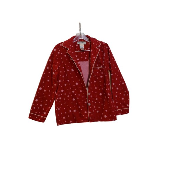 PajamaMania Cotton Two Pieces Set Long Sleeves Pants Red Pink Stars Pajama S - Picture 2 of 7